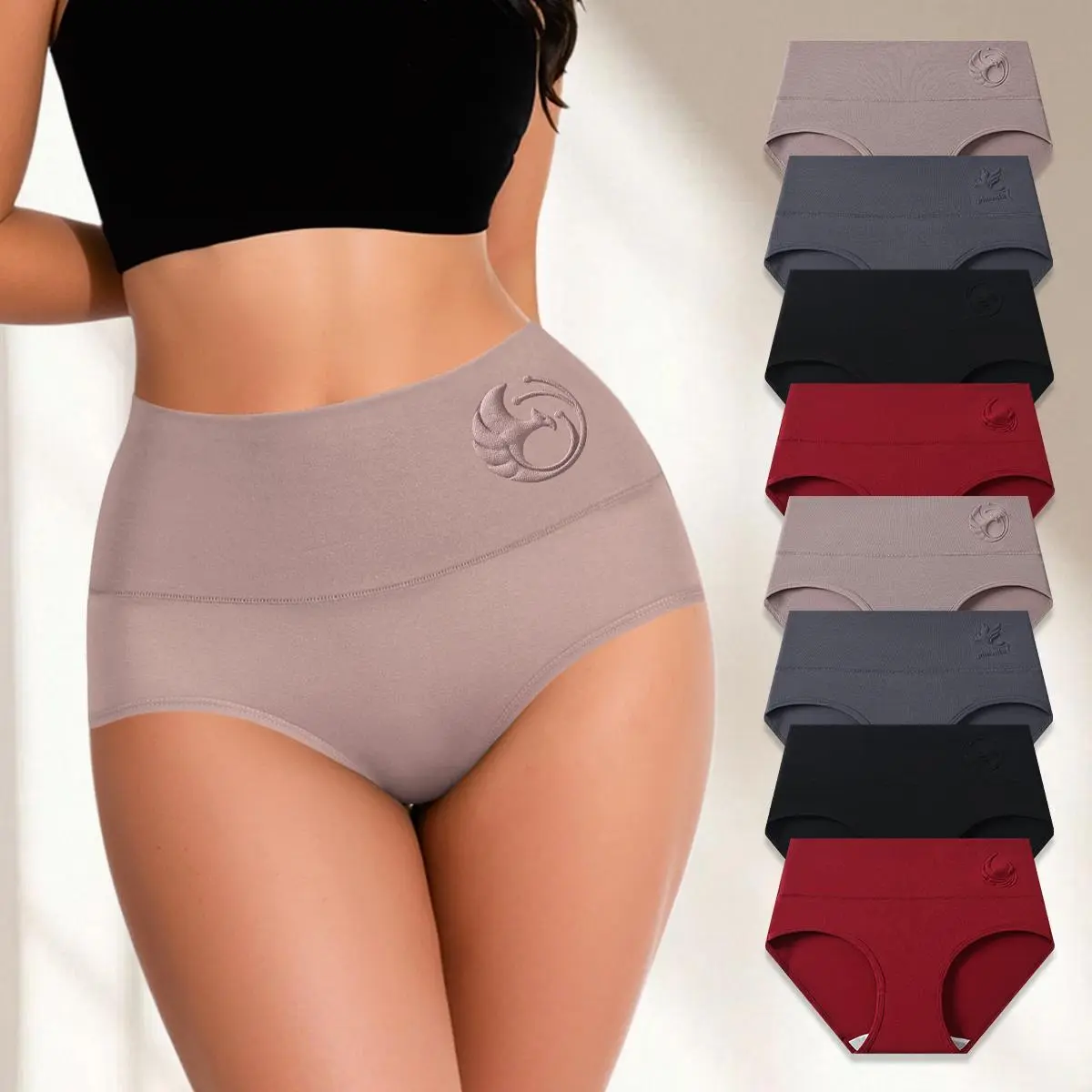 HOTCOM Women's High-Waist Briefs 4/8-Pack Smooth Tummy Control Cotton Panties for Everyday Comfort & Style - Womenswear, Elegance Basic summerwins,