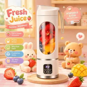 Portable Blender 15oz, USB Rechargeable & Leak Proof, 3-in-1 Smoothie Maker for Travel, Gym, Back to School – Crushes Ice & Makes Baby Food in Seconds, BPA Free, Gift for Dad Mom