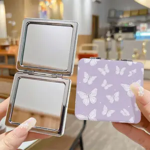 Compact Butterfly Shaped Makeup Mirror - Double sided Foldable Portable Makeup Mirror, Purple Square Travel Mirror, Suitable for Handbags or Pockets, Ideal Gift for Women, Girls, and Friends