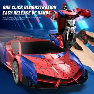 #Summervibes Tibibee Transform RC Cars for Boys 4-12 2.4Ghz Remote Control 1:18 Scale Robot Deformation 360° Rotation Rechargeable Batteries Included High-Quality ABS Plastic Gift Set with Eye and Underbody Lights