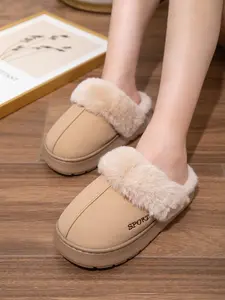Women's Winter Cotton Slippers, New Style Outdoor Wear, Thickened Fleece Lining, Fashionable Versatile Design, Comfortable Home Shoes, Indoor Slipper