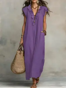 New Bohemian Flutter Sleeve Floor-Length Dress for Spring and Summer, Stylish Long Skirt, Perfect for Casual Wear