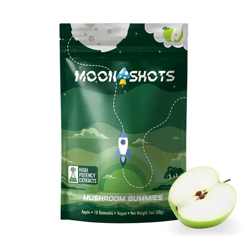 Moonshots Mushroom Gummies – Green Apple – 10 Ct For Enhanced Focus & Energy
