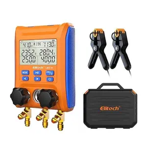 Elitech LMG-10 HVAC Digital Manifold Gauge 2 Valves with Thermometer Clamps