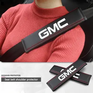 2pcs PU Leather Car Seat Belt Cover Shoulder Protection Pad Car Interior Accessory for GMC Acadia Tahoe Yukon Suburban Silverado Sierra Terrain