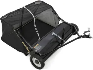 48-Inch Tow-Behind Lawn Sweeper, Heavy-Duty Large-Capacity Leaf & Grass Collector with Hand-Adjusted Sweeping Height, Dumping Rope for Debris Pickup, Folding Storage, Suitable for Any Terrain