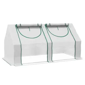 Outsunny 6' x 3' x 3' Portable Greenhouse, Garden Green House with 2 PE/Plastic Covers, Steel Frame and 2 Roll Up Windows, Clear