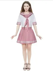 Anime Adult Astolfo Cosplay Dress, Japanese Student Sailor Jk Uniform, Slim-Fitting Solid Pattern, All Seasons Game Costume, Womenswear