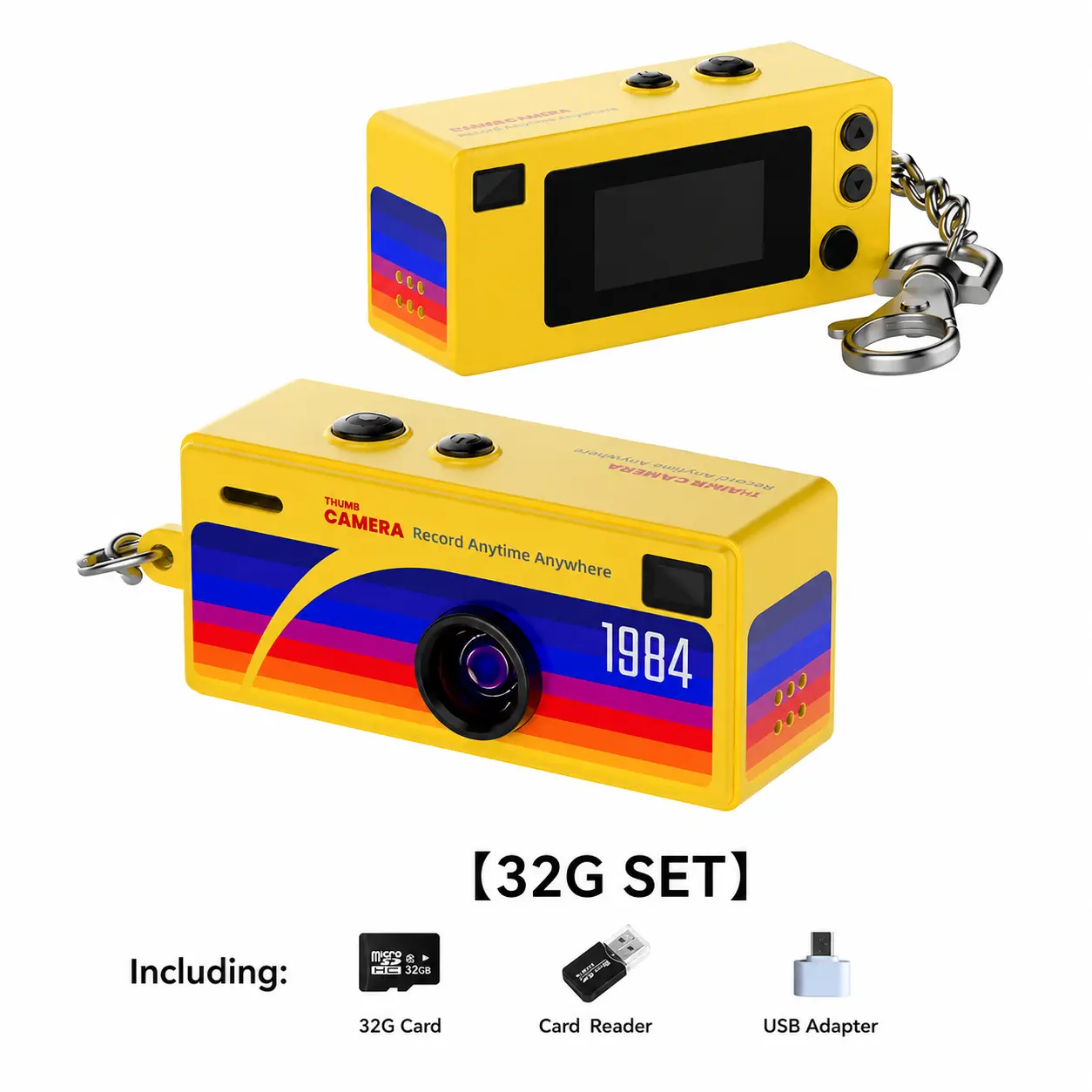 Mini Keychain Digital Camera – Pocket-Size Camera 1080P HD with 3MP Lens, Flash & 0.96" Screen, 32G Card & Charging Cable Included, Retro Vlog Camera for Travel, Concerts, Kids & Instant Party