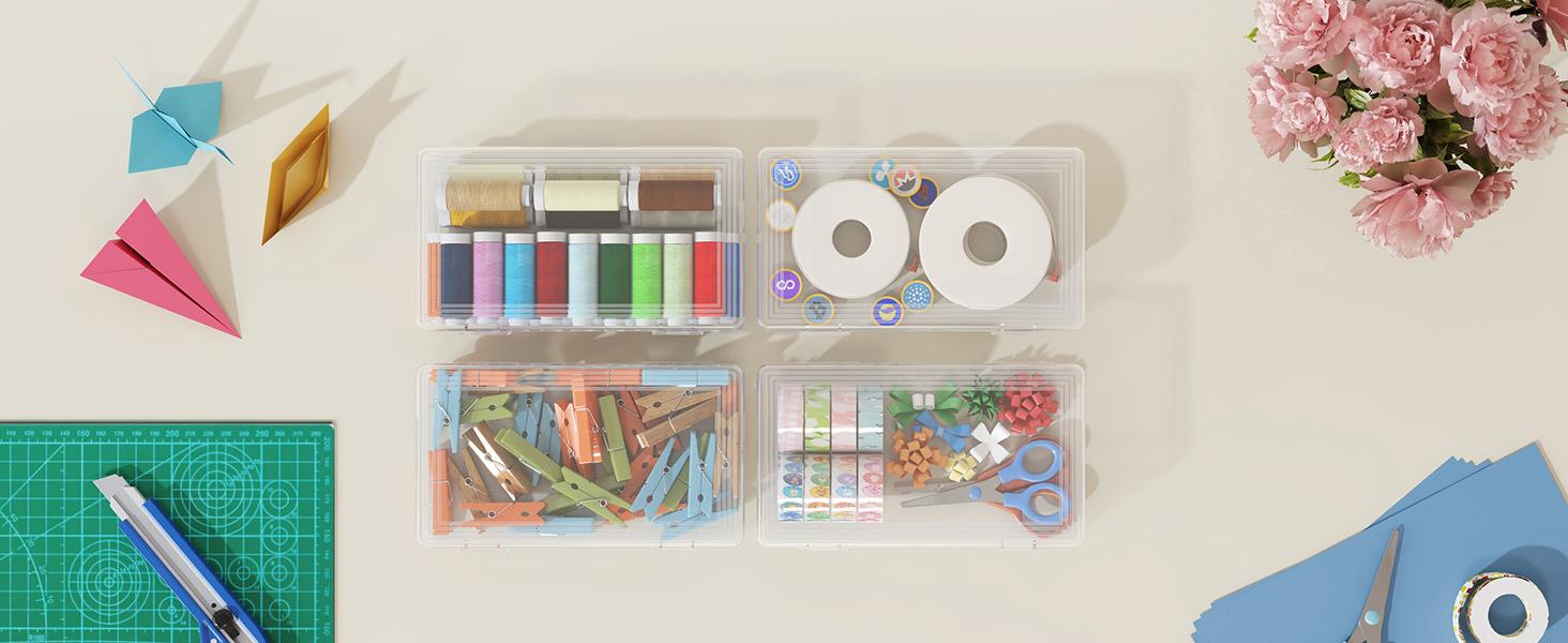 Lifewit Plastic Pencil Box with Snap-tight Lid, Large Capacity Hard Pencil Case, Transparent & Stackable Design for Art Supplies, Classroom, Office