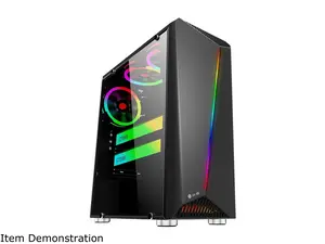 Bgears b-Vigor RGB Black Steel / Plastic / Tempered Glass ATX Mid Tower Computer Case with RGB Front Panel
