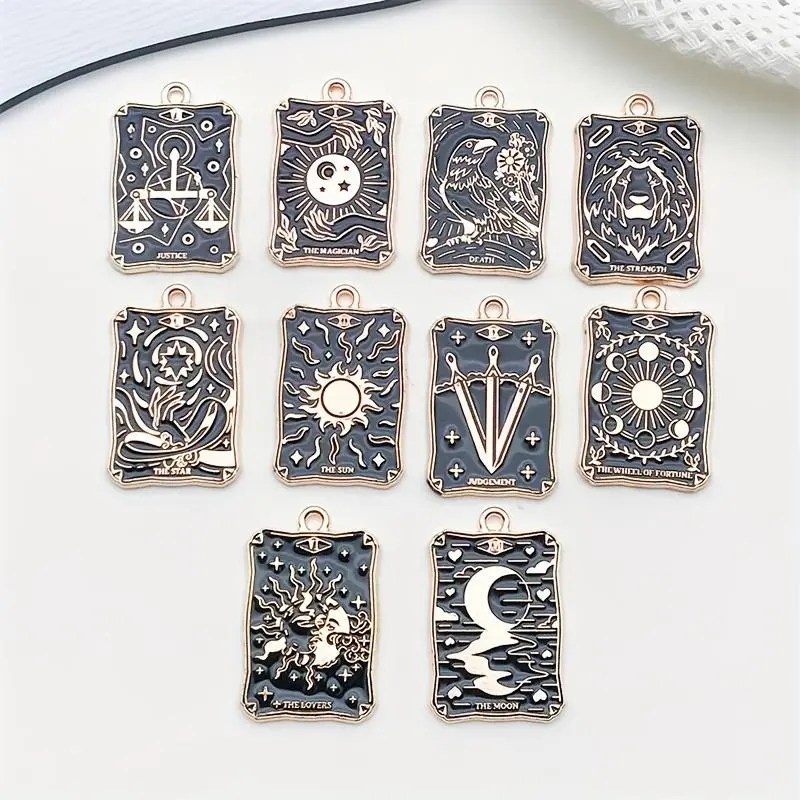 20 Pieces Tarot Card Themed Halloween Gothic Witch Jewelry Enamel Charms DIY Pendants, Moon and Sun Design for DIY Jewelry Making, Earrings Bracelets Necklaces Craft DIY Jewelry Accessories