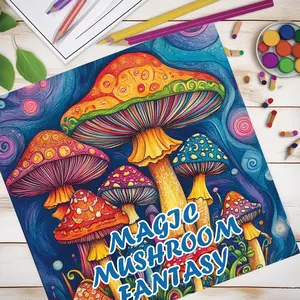 Mushroom Themed Coloring Notebooks, 1 Count Mushroom Pattern Coloring Book, Graffiti Painting Drawing Book, Office Stationery & Supplies