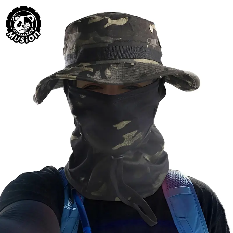 Musion Boonie Balaclava Hat and Mask Set, Wide Brim UV Protection Fishing Cap, Foldable Outdoor Breathable Fisherman Hat, Sun Hat, Adjustable Sun Cap, Casual Outdoor Hat, Sports Outdoor Hats