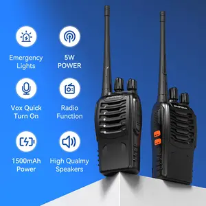 Baofeng walkie-talkie bf-888s adult long distance two-way radio rechargeable handheld walkie-talkie professional UHF communicator walkie-talkie set with headset, lithium-ion battery and charger Travel Gadgets Durable Compact walkie talkie