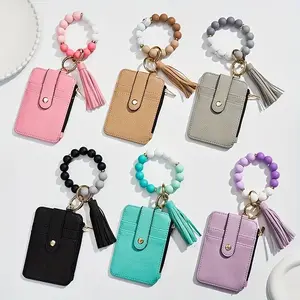 Holeapmo Boho Style Beaded & Tassel Decor Keychain, Fashionable Silicone Beaded Keychain for Women & Girls, Trendy All-match Keychain for Birthday Gift