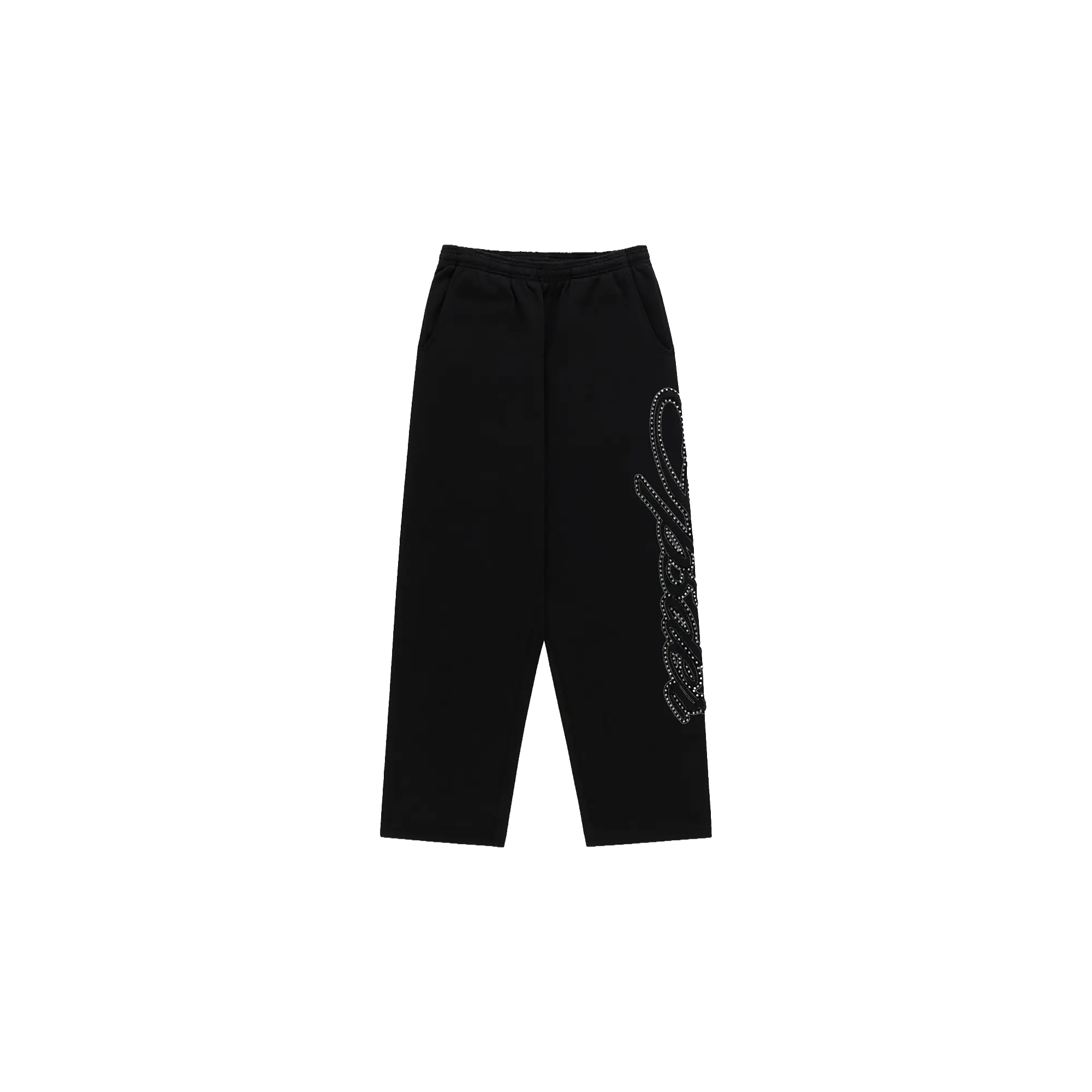 Rhinestone Script Wide Leg Sweatpants "Black" SP5der352
