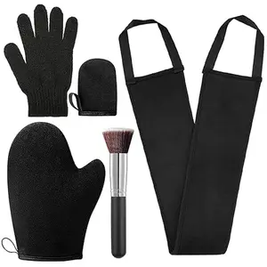 5-Piece Self-Tan Application Set with Face Mitt, Back Applicator, Exfoliating Glove, Tanning Brush & Mini Mitt for Smooth, Even Coverage