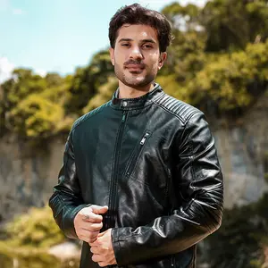 Men's Motorcycle Style Leather Jacket Trendy & Stylish Fleece Lined for Extra Warmth Perfect for Men on the Go Available in Multiple Colors Versatile Outerwear genuine leather barn  jacket  outfit men jacket short winter coat outdoor clothing windbreaker