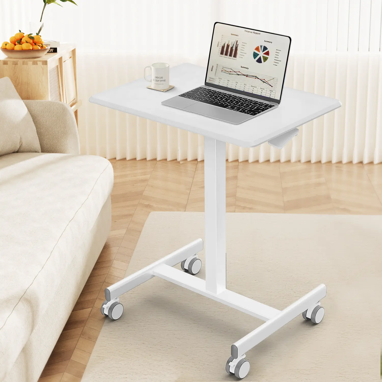 Adjustable Mobile Rolling Standing Desk - Overbed Table with Wheels Teacher Podium Laptop Computer Cart Work Table for Home, Office, Classroom