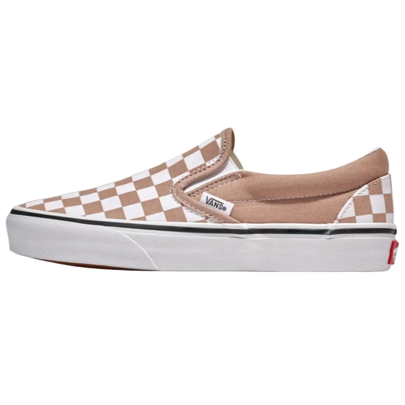 Vans Classic Slip-On Sports Sneaker - Checkerboard, Warm Taupe Brown, Lightweight Breathable Casual Shoe, Footwear, Checkered, Basic, Us 5-12, Flexible