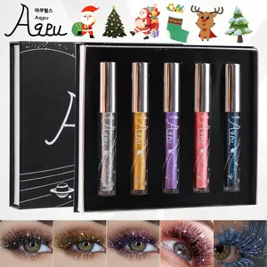 Christmas 5 Color Diamond Volumizing Mascara Gift Set, Smudgeproof Curling Long Lash Tool, Perfect for Stage Makeup, Carnival Parties, Holiday Gifts