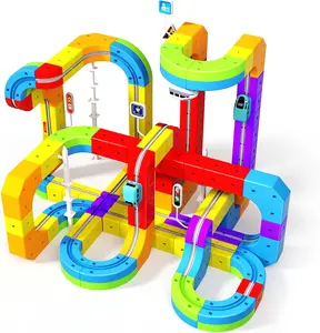 Electric Train Set for Kids Age 3-6 - 3D STEM Flexible Bendable Track Rail System, Traffic Signs, Quality Materials Toy for Birthday Gifts, Family Outings, Not for Children Under 3 Years