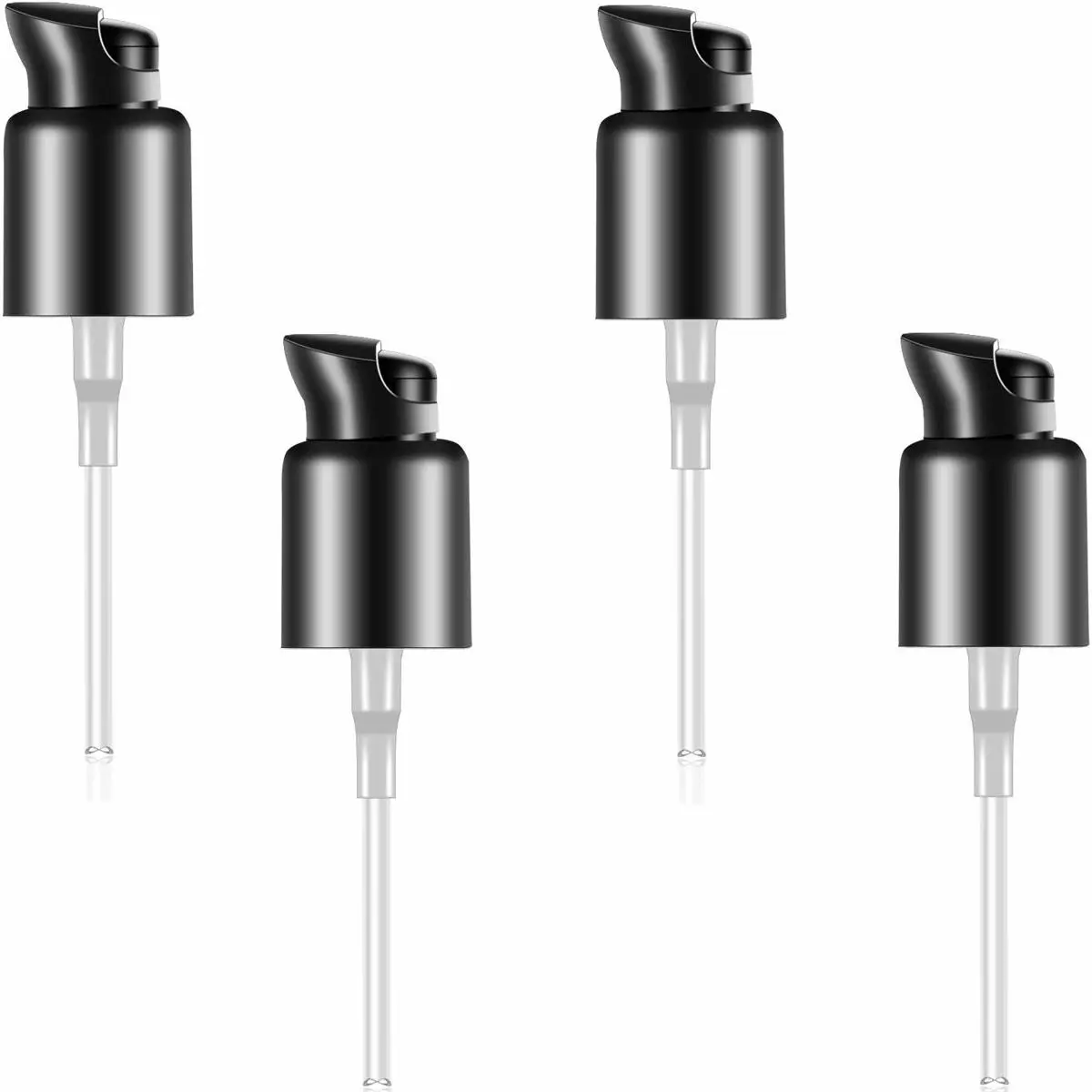 4-Pack Black Foundation Pump Replacement, Cosmetic Dispenser with Rotary Switch and Cap Buckle Design, Distributes Foundation to Minimize Waste, Luxurious Look, Waste-Minimized