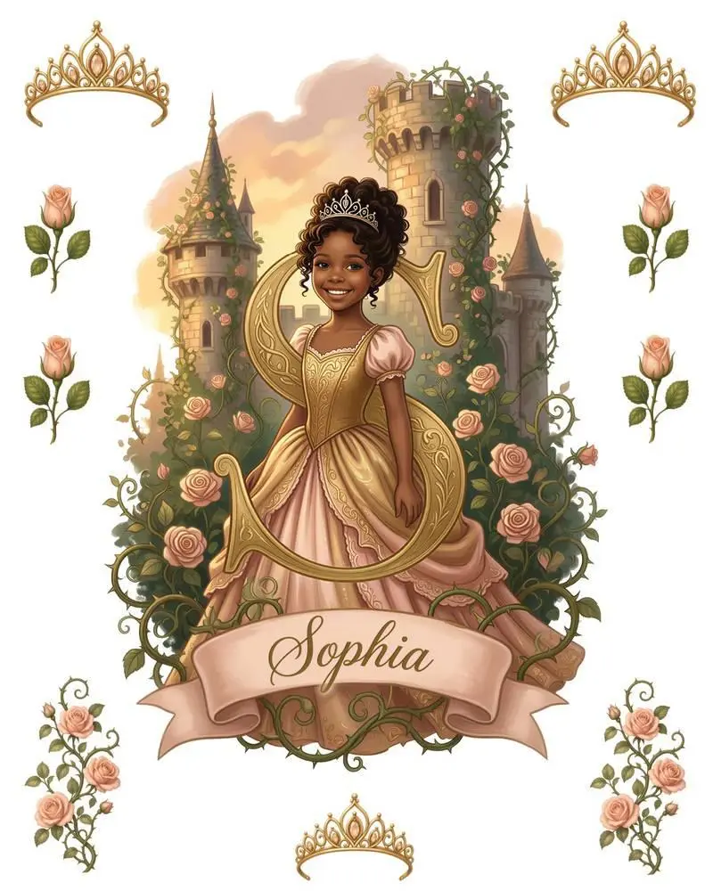 Personalized Princess Wall Decal Set, Custom Girl Portrait from Photo, 10 Piece, Briar Rose