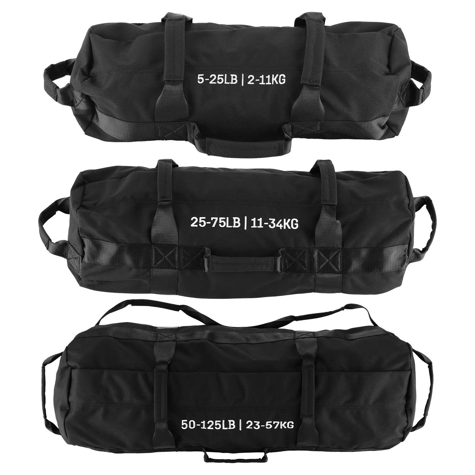 Adjustable Empty Workout Sandbag Set for Home Gym Fitness for Everyone, Heavy-Duty 600D Oxford Weight Bag with 6 Handles & Leak-Proof Inner Liners, S/M/L Sizes for Strength Training CrossFit Squats