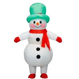 Inflatable Christmas snowman costume, cute design, suitable for teenagers and adults in sizes 155–185 cm, includes fan and battery box, for holiday parties GARMENTARY