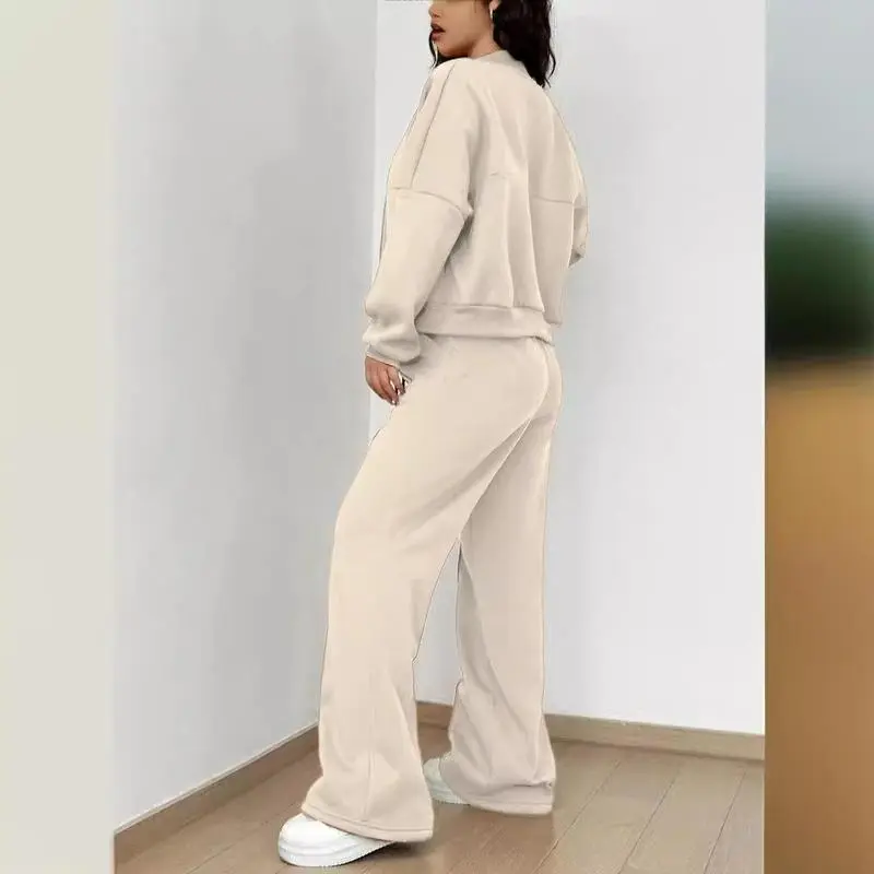 Matching Sets Women Casual Tracksuit Two Pieces Set Loose O Neck Long Sleeves Zipper Cardigan Drawstring Wide Leg Pants Jogger Matching Sets Women Casual Tracksuit Two Pieces Set Loose O Neck Long Sleeves Zipper Cardigan Drawstring Wide Leg Pants Jogger