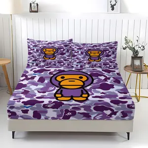 Camouflage Themed Bed Sheet (Including 1 Bed Sheet And 2 Pillowcases), Ape Head Pattern Bedding, Very Suitable For Decorating Bedrooms And Rooms For Teenagers, Boys, And Girls