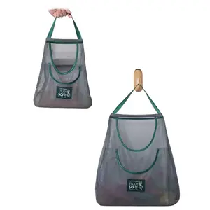 Reusable Hanging Mesh Produce Bags - Portable, Breathable Net Bags for Fruit, Vegetable, Garlic, Onion, Potatoes - Home, RV, Camper Storage