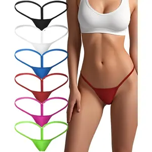 Cotton Underwear G-string Thong for Women Micro Sexy Ladies Panties Comfortable Stretch Low Rise 6 Pack
