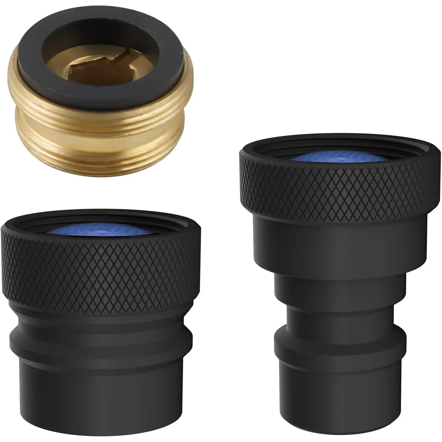 Portable Dishwasher Faucet Adapter 2 count, Metal Kitchen Sink Faucet Adapter Connection for Dishwasher, 55/64-27" Female Thread with 15/16-27" Male Adapter, Faucet Aerator, Matte Black