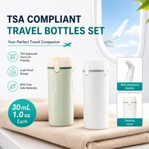 4-in-1 Compact Travel Dispenser Bottles, Leak-Proof Refillable Toiletry Containers, TSA-Approved Travel-Size Jars for Shampoo, Lotion & Soap, Portable for Flight Carry-on & Gym Use Cosmetic Makeup outdoorfun