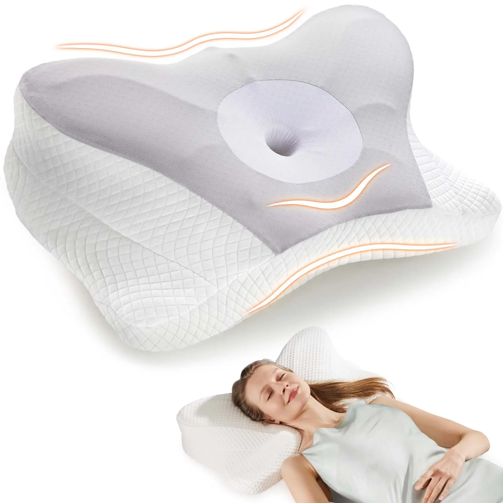 Memory Foam Ergonomic Bed Pillow for Side, Orthopedic Contour Neck Pillow, Back, and Stomach Sleepers - Cooling Pillow with Breathable Pillowcase Memory Foam Ergonomic Bed Pillow for Side, Orthopedic Contour Neck Pillow, Back, and Stomach Sleepers - Cooling Pillow with Breathable Pillowcase