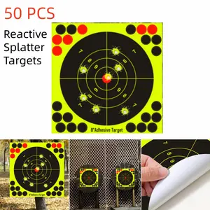 50PCS 8Inch Reactive Splatter Targets,Self-Adhesive,Color Changing,High Contrast,for Shooting and Archery Training,Practice