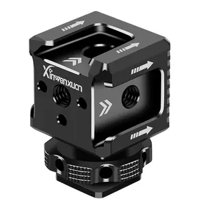 Professional Aluminum Alloy 3-Port Cold Shoe Mount with 1/4"-20 Thread for Microphone, LED Lights, Monitor and other Equipments etc Photography Camera Accessories