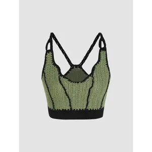 Cider [size 0-10] Contrasting Crochet Cami Crop Top