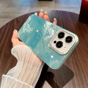 Luxury Tin Foil Texture Soft Case with Diamond Camera Lens for iPhone 17 Pro Max 16 15 14