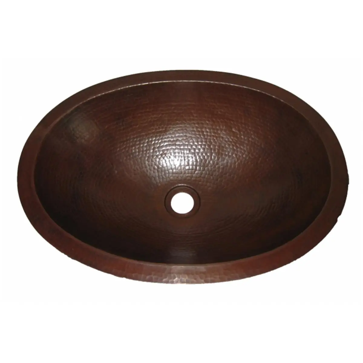 212 MAIN Novatto TCU-002AN QUITO Oval Antigua Finish Hand-Hammered Copper Bath Sink, Antique, Bacteria-Killing, Drop-In/Undermount, Flat Lip, 19x14x6in, 19-Inch Width, for Powder Room