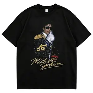 [100%Cotton][Graphic Tee]Michael Jackson King of Pop T-Shirt, 90s Graphic Cotton Tee, Michael Jackson Glove Graphic Tee, Music MJ King of Pop Streetwear Unisex Shirt, Vintage Casual Camiseta Verano Top, Fan Gift for Men and Women Fit Fashion