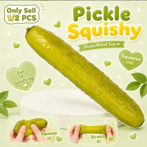 1/2 PCS Pickle Squishy Stress Relief Toys, Realistic Pickle Stress Relief Toy, Slow Rising Soft Squeeze Sensory Fidget, Flexible Rebound Hand Toy for Home Office Classroom Travel Use