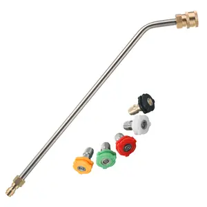 FIXFANS Pressure Washer Wand, 45 Degree Curved High Pressure Power Washer Extension Wand with 5 Spray Nozzles, 1/4 Inch Quick Connect Undercarriage and Gutter Cleaner Attachment, 15 Inch, ChristmasGift