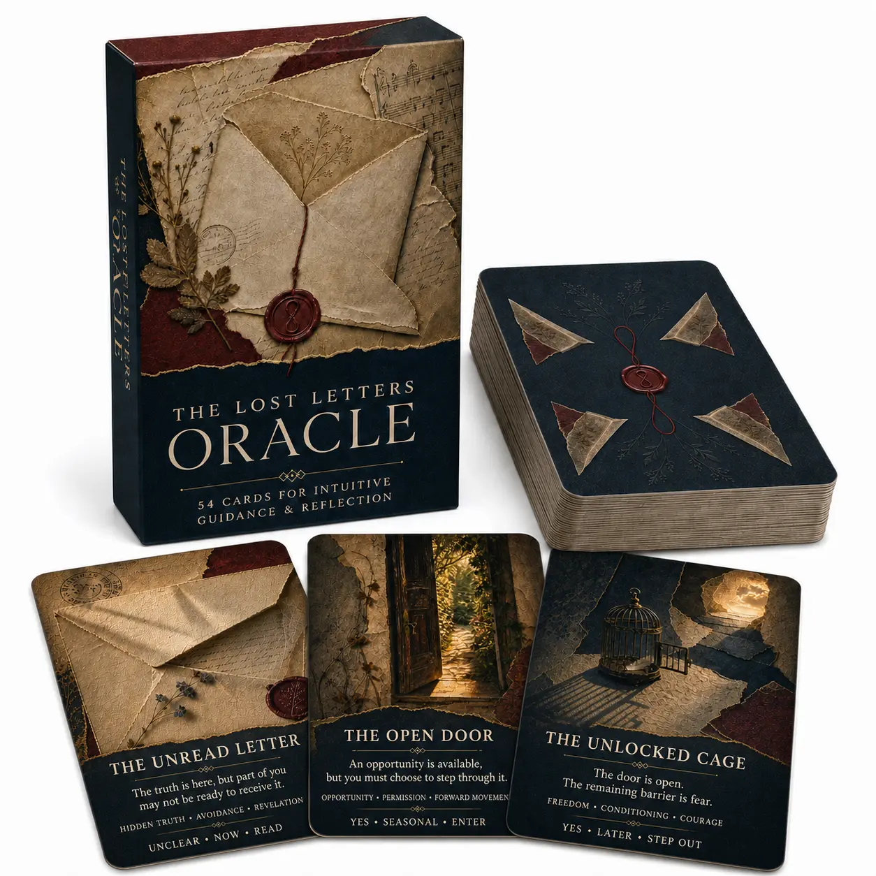 Lost Letters Oracle Deck - 54-Card Set for Journaling & Self-Reflection, Ages 12+, Daily Pulls Compatible, Quick Guide Included,familyfun