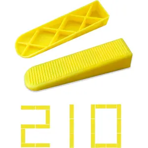 210 pcs Reusable Tile Leveling System Wedges for 1/8" 1/16" 1/32" Spacers and Tile Leveling Clips Tile Leveler Tools for Wall Floor Tile Stone Installation Yellow