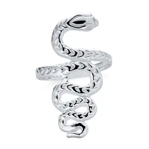 Egyptian Serpent Silver Ring: Reptile Stack Wrap Bypass Coil Band Sterling