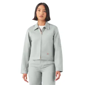 Dickies Women's Original Unlined Cropped Eisenhower Jacket - Long-Sleeve Coats, Durable Fabric, Adjustable Pocket, Ultimate Grey Casual Workwear Outerwear